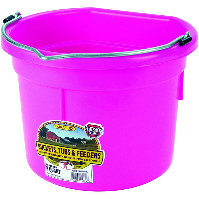 8qt Flat Back Plastic Bucket Hot Pink 8qt