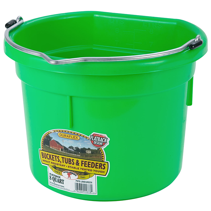 8qt Flat Back Plastic Bucket Lime Green 8qt