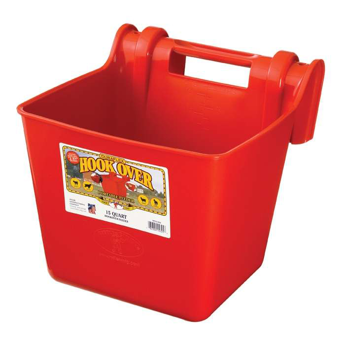 15qt Plastic Hook Over Fence Feeder Red 15qt