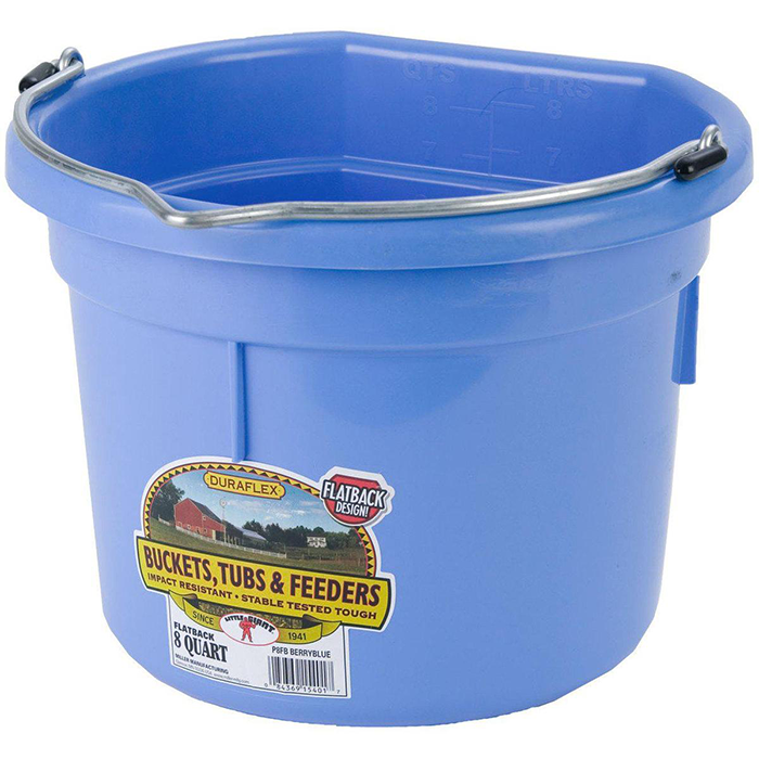 8qt Flat Back Plastic Bucket Berry Blue 8qt, Feed Scoops & Buckets