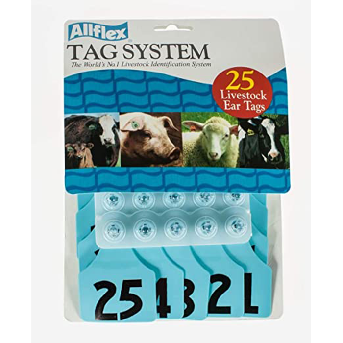 Allflex Large Numbered Blue Ear Tags 76-100, Identification