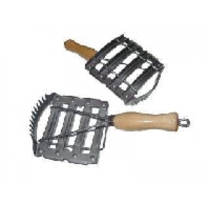 Metal Curry Comb With Wooden Handle